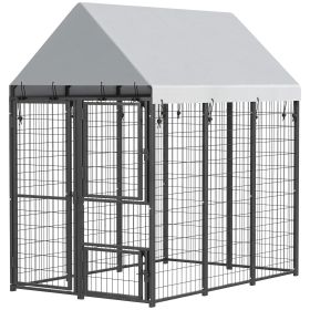 Large Dog Kennel Outdoor with Roof, 3 Doors, Expandable Heavy Duty Dog Kennel Dog Run for All Breed Sizes, 6' x 4' x 6'