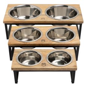 GF Pet Mango Wood & Metal Elevated Feeder (size: m)